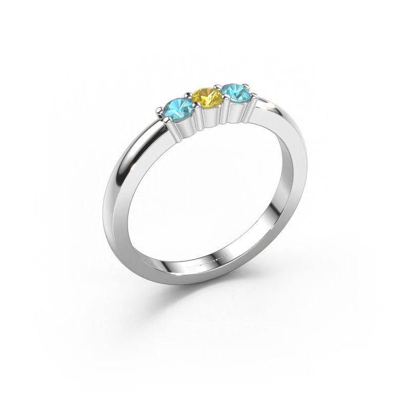 Ring Yasmin 3 950 platina gele saffier 3 mm