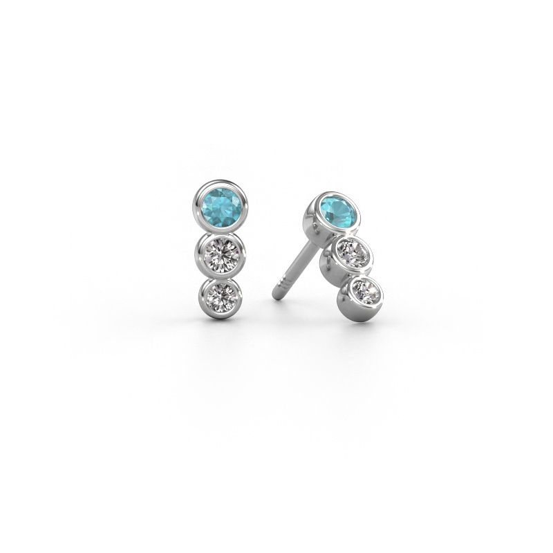 Boucles d'oreilles Felica 585 or blanc topaze bleue 2.7 mm