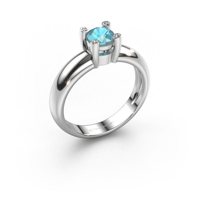 Ring Fleur 585 white gold blue topaz 4.7 mm
