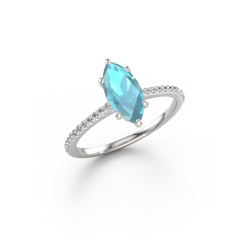 Verlobungsring Sophie MRQ 585 Weißgold Blau Topas 10x5 mm