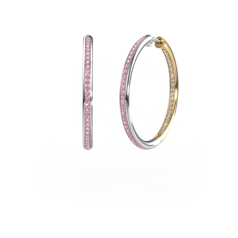 Hoop earrings Sina 25mm 585 white gold pink sapphire 1.1 mm