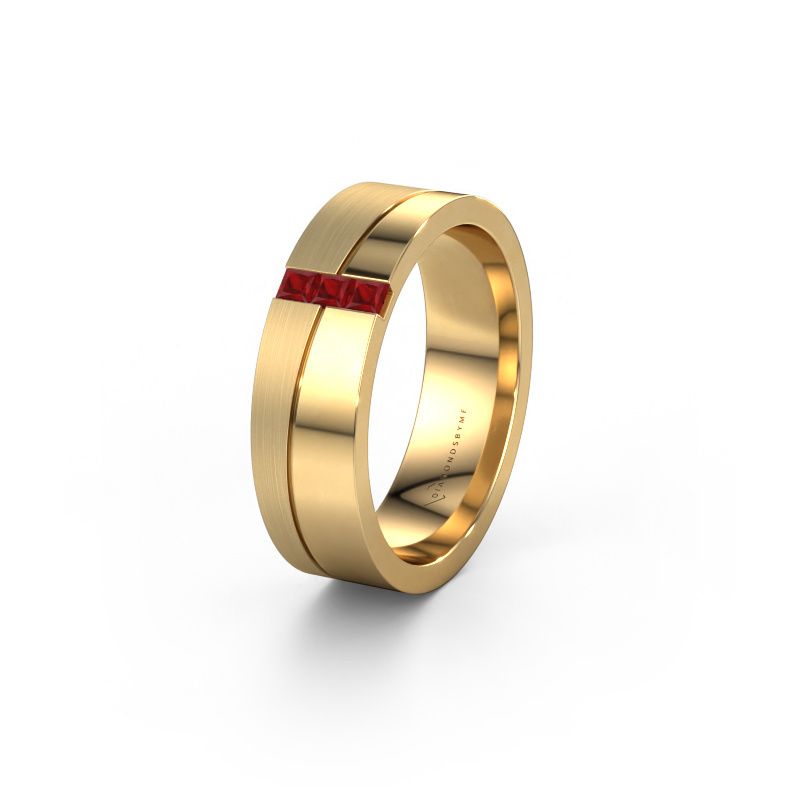 Trouwring WH0906L16A 585 goud robijn ±6x1.7 mm