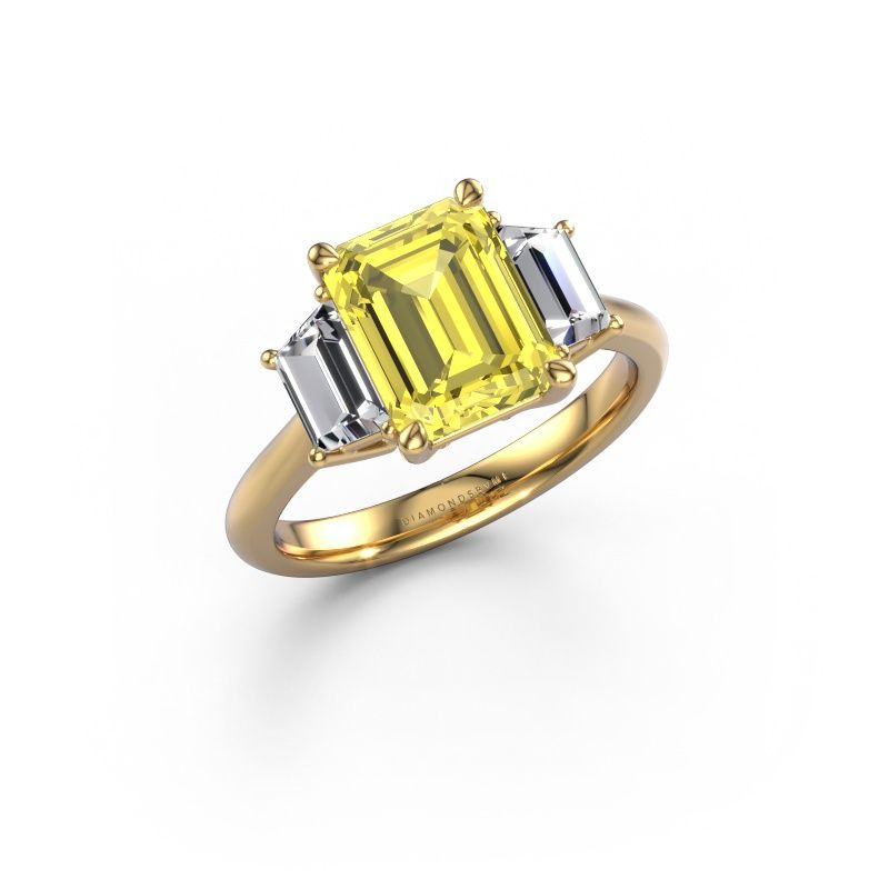 Engagement ring Maggie EME 585 gold yellow lab grown diamond 9x7 mm
