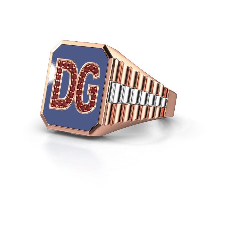 Image of Signet ring Stephan 2 585 rose gold ruby 0.9 mm