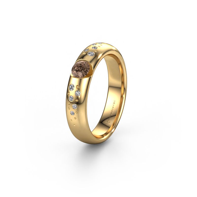Wedding ring WH2104L34A 585 gold brown diamond ±4,5x1.7 mm