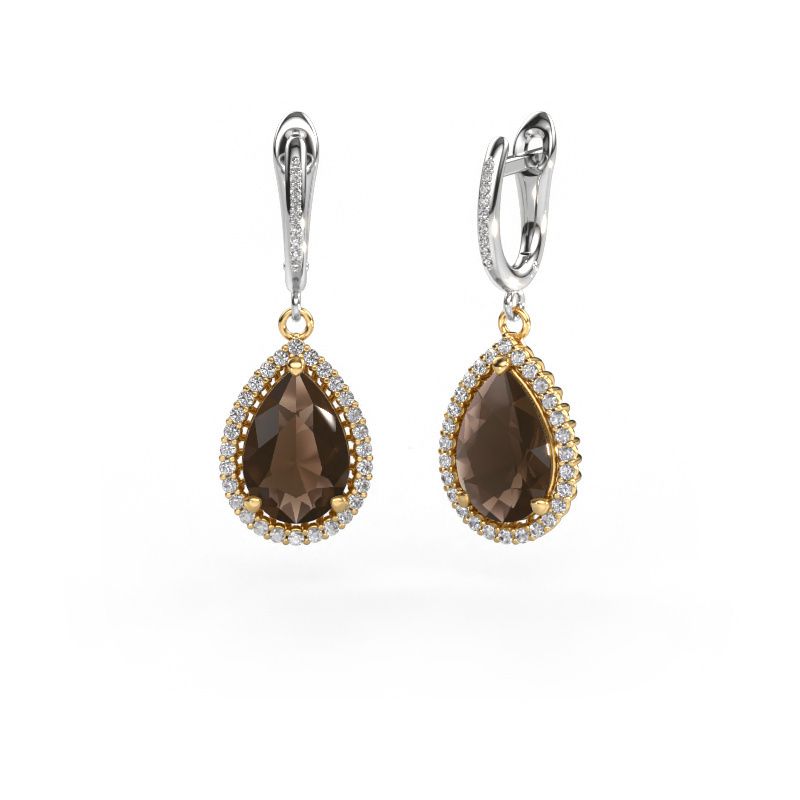 Pendants d'oreilles Tilly per 4 585 or jaune quartz fumé 12x8 mm