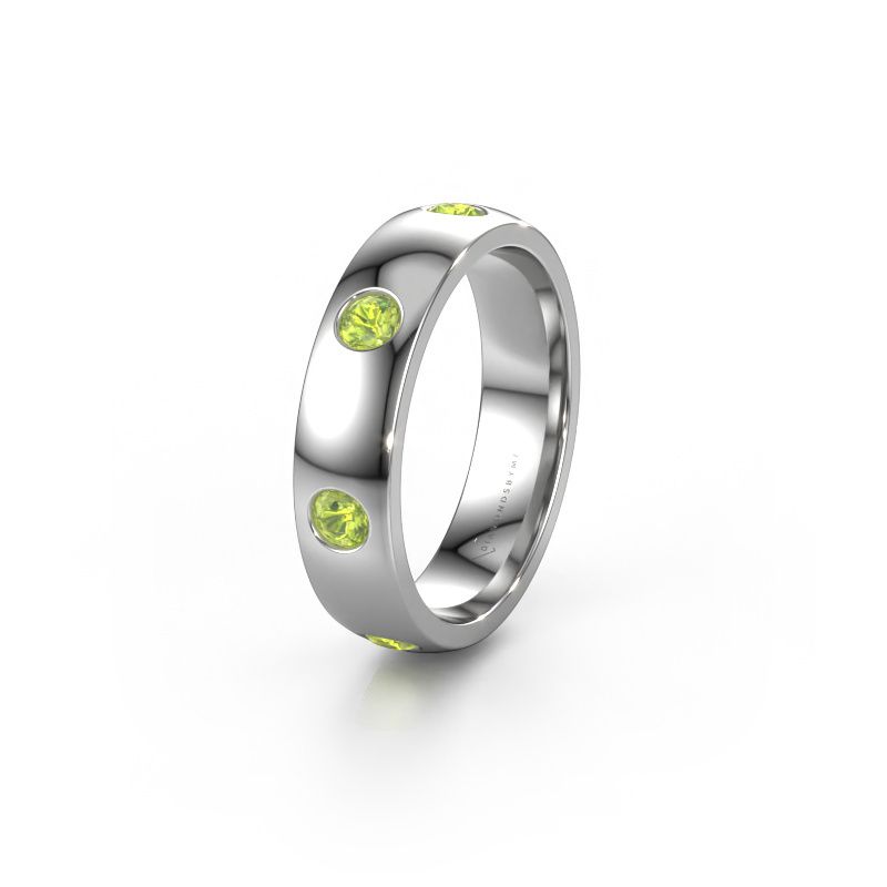 Wedding ring WH0105L25BP 950 platinum peridot 3 mm ±5x2 mm