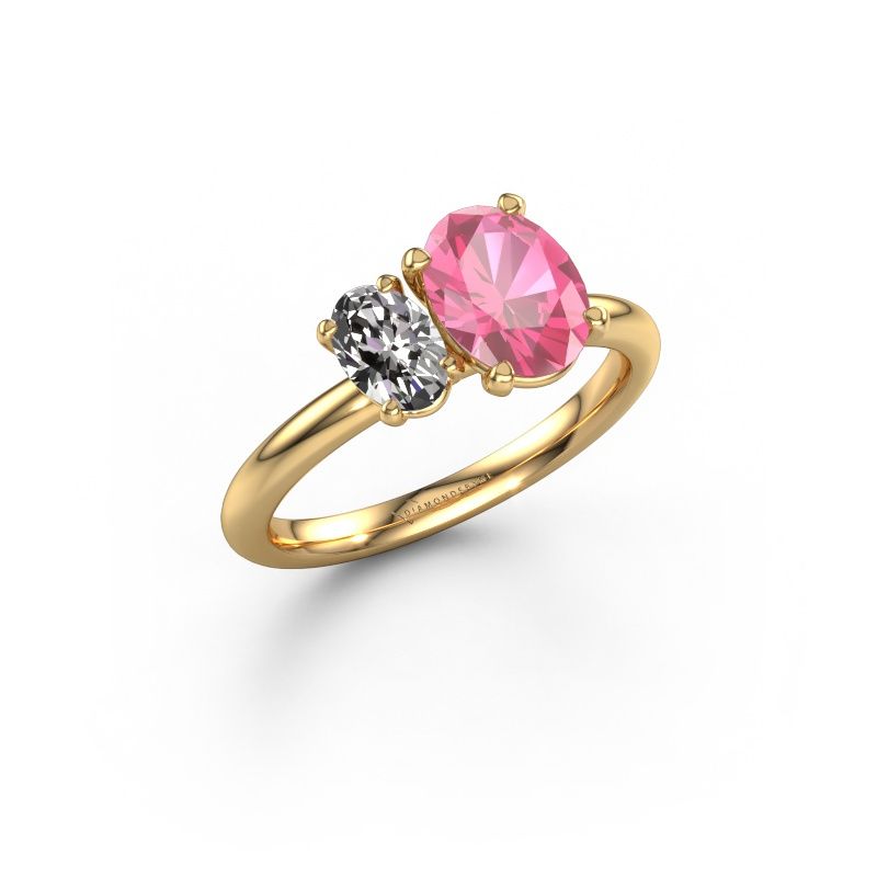 Engagement ring Toi et Moi OVL-OVL 585 gold pink sapphire 8x6 mm
