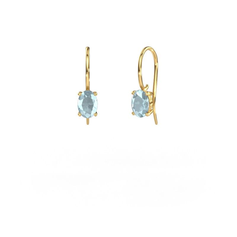 Pendants d'oreilles Cleo OVL 585 or jaune aigue-marine 7x5 mm