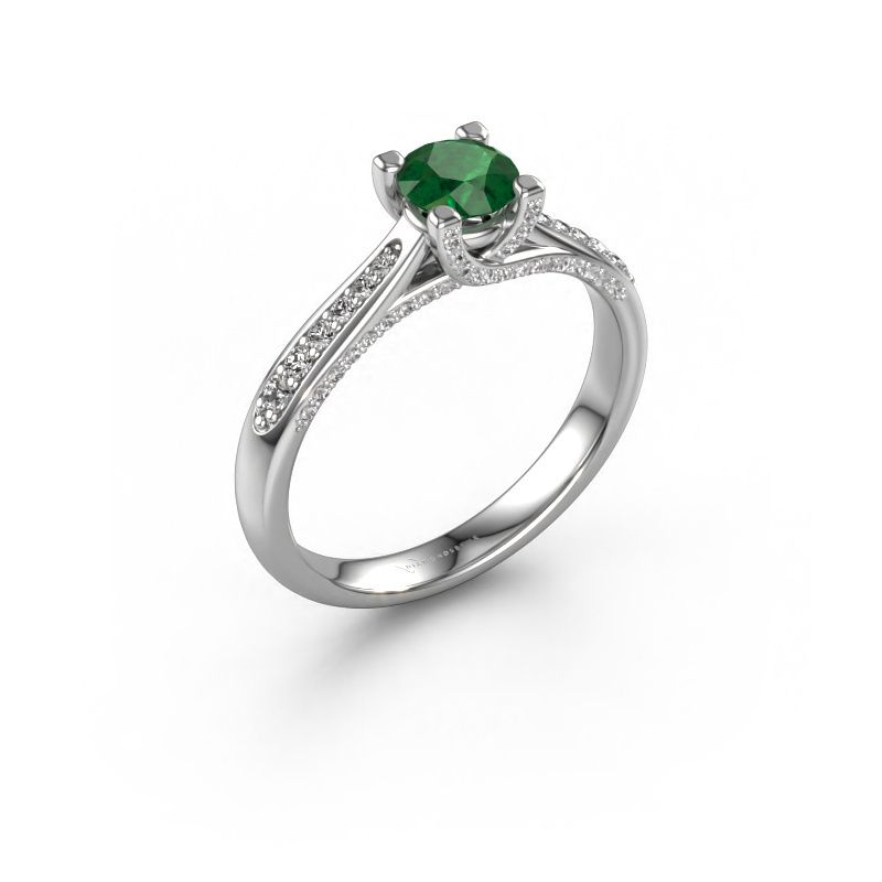 Verlovingsring Mia 3 950 platina smaragd 5 mm