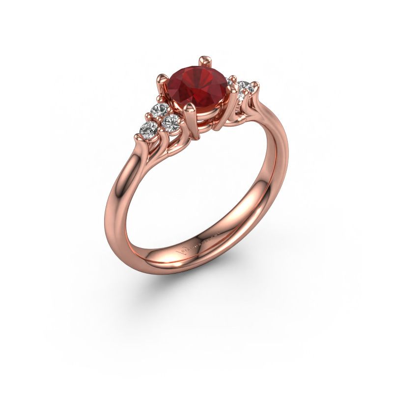 Engagement ring Monika RND 585 rose gold ruby 5.5 mm