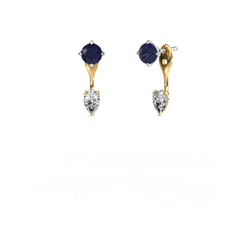 Oorhangers Kate RND-PER 585 witgoud saffier 5 mm