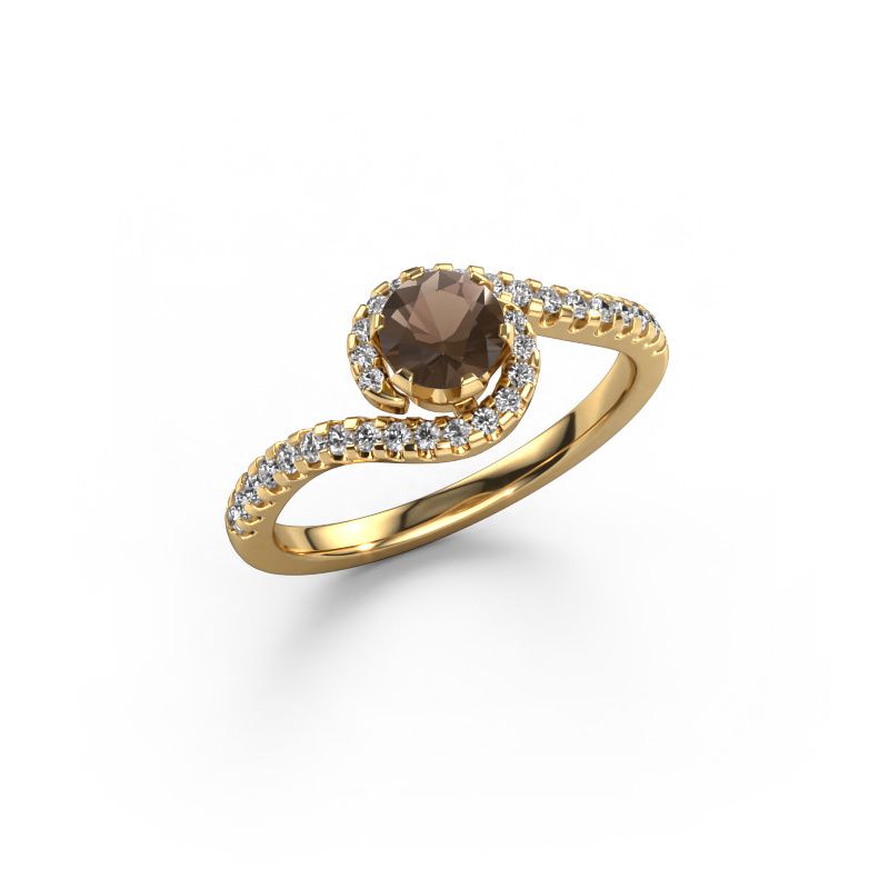Engagement ring Elli 585 gold smokey quartz 5 mm