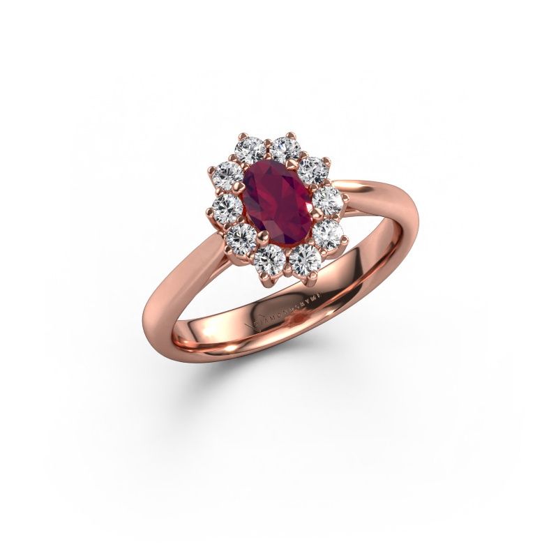 Verlobungsring Leesa 1 express 585 Roségold Rhodolit 6x4 mm