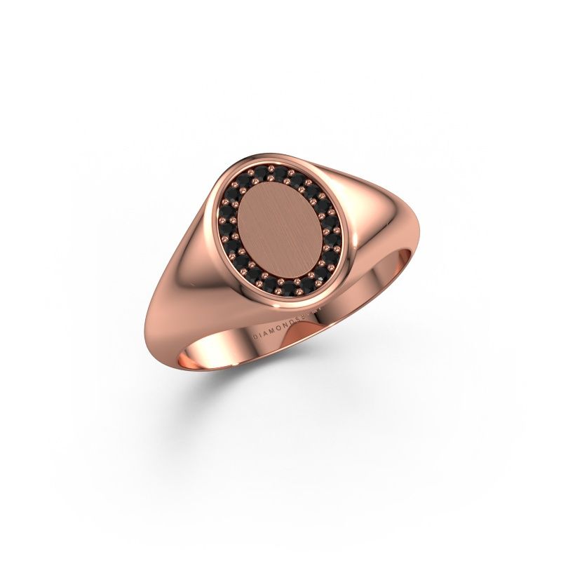 Zegelring Rosy Oval 1 585 rosé goud zwarte diamant 0.009 crt