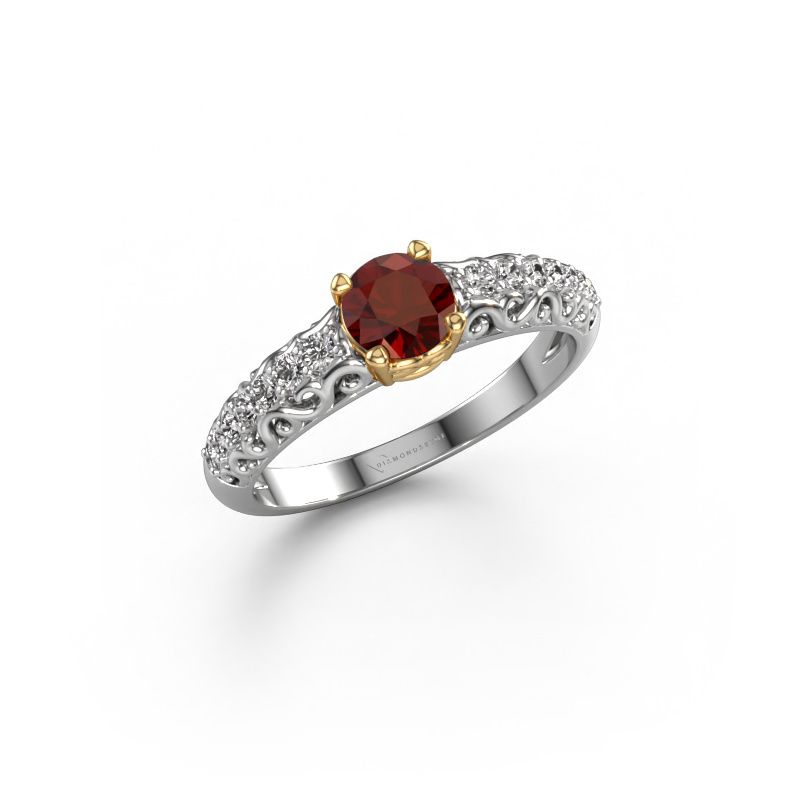 Verlobungsring Mellie 585 Weißgold Granat 5 mm