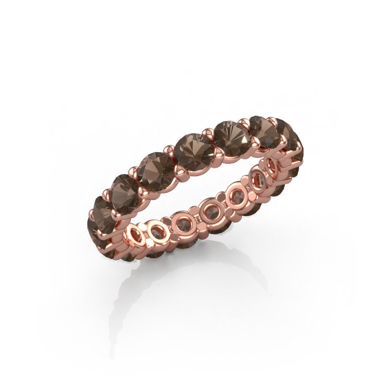 Bague superposable Heddy rnd 3.7 585 or rose quartz fumé 3.7 mm