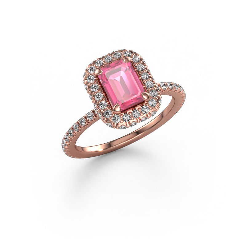 Engagement ring Talitha EME 585 rose gold pink sapphire 7x5 mm
