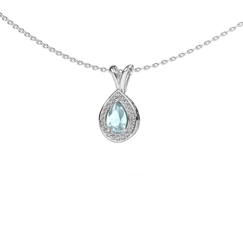 Pendentif Barbar 950 platine aigue-marine 6x4 mm