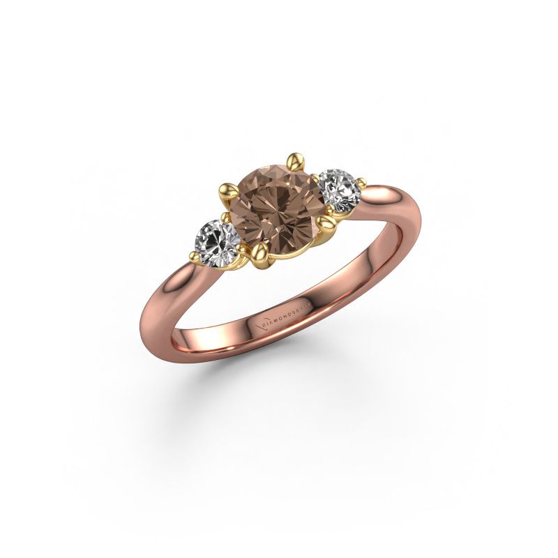 Engagement ring Lieselot RND 585 rose gold brown diamond 1.30 crt