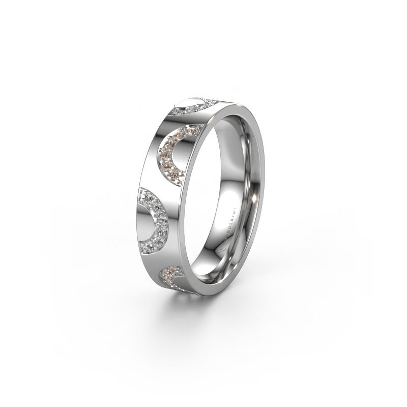 Wedding ring WH0136L15BP 950 platinum brown diamond ±5 x 2 mm