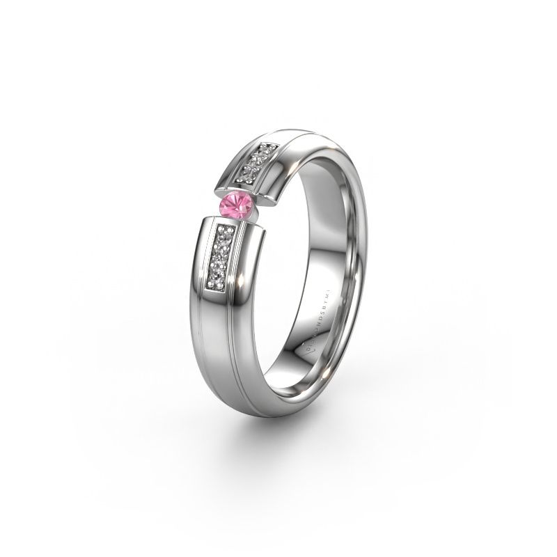 Trouwring WH2128L26C 950 platina roze saffier ±5x2 mm