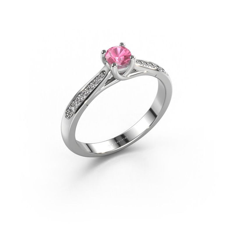 Verlovingsring Mia 2 585 witgoud roze saffier 5 mm