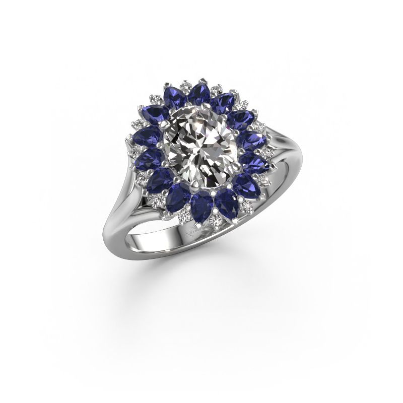 Verlobungsring Lidia 585 Weißgold Zirkonia 8x6 mm