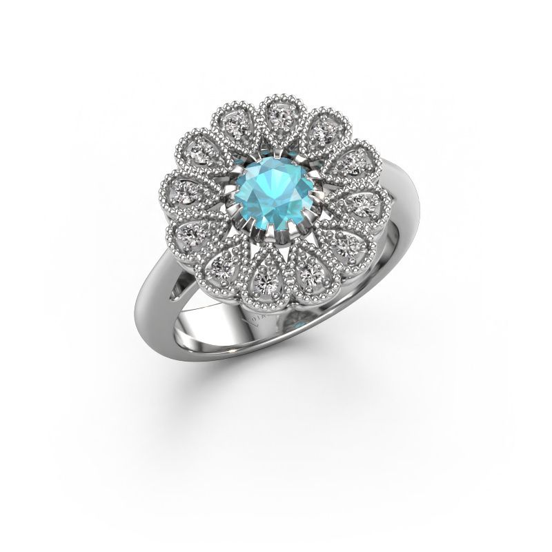 Bague de fiançailles Kaat 950 platine topaze bleue 5 mm