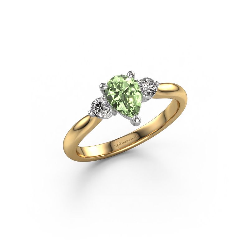 Engagement ring Lieselot PER 585 gold green lab grown diamond 7x5 mm