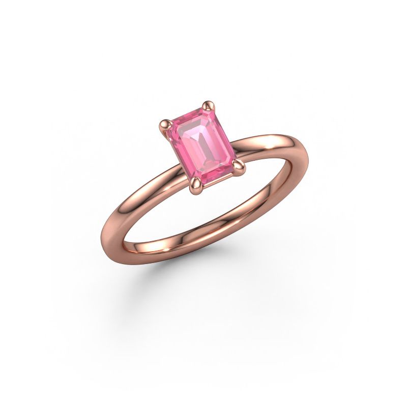 Verlovingsring Simone EME 1 585 rosé goud roze saffier 6.5x4.5 mm