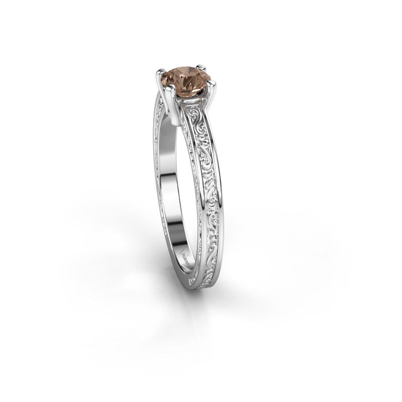 Afbeelding van Verlovingsring Claudette 1 585 witgoud bruine diamant 0.50 crt