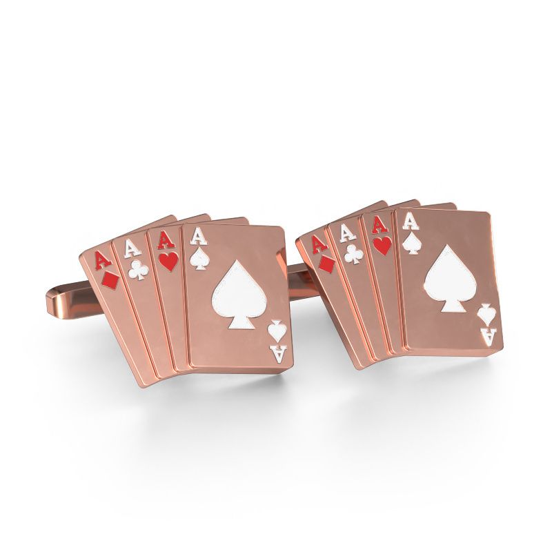 Manchetknopen Black jack 585 rosé goud