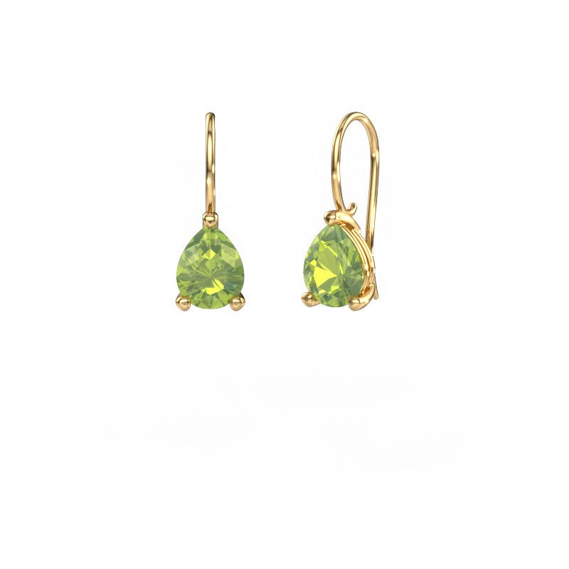 Oorhangers Cleo PER 585 goud peridoot 8x6 mm