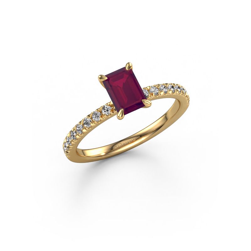 Image of Engagement Ring Crystal Eme 2<br/>585 gold<br/>Rhodolite 6.5x4.5 mm