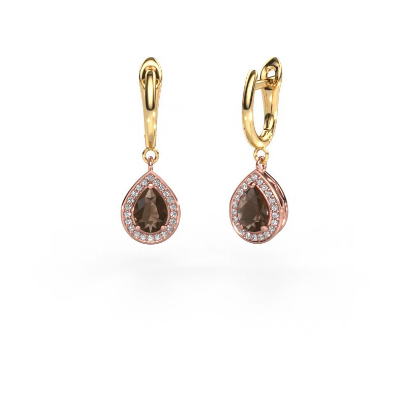 Pendants d'oreilles Ginger 1 585 or rose quartz fumé 7x5 mm