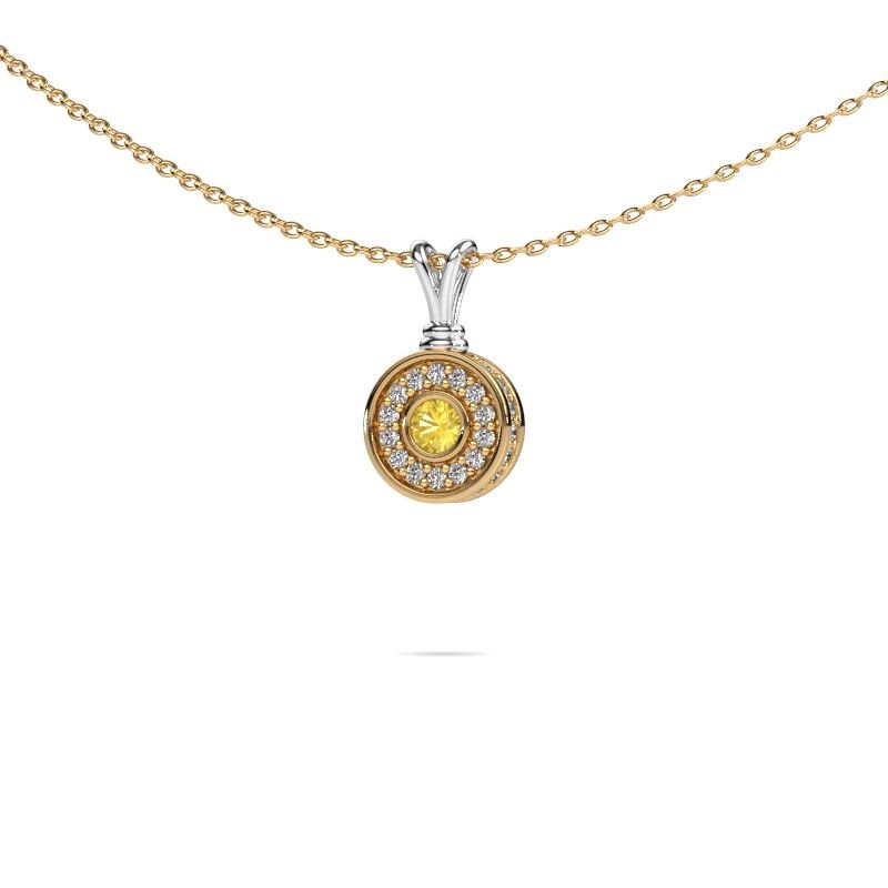Image of Pendant Roos 585 white gold yellow sapphire 3 mm