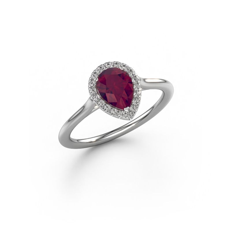 Engagement ring Seline per 1 950 platinum rhodolite 7x5 mm