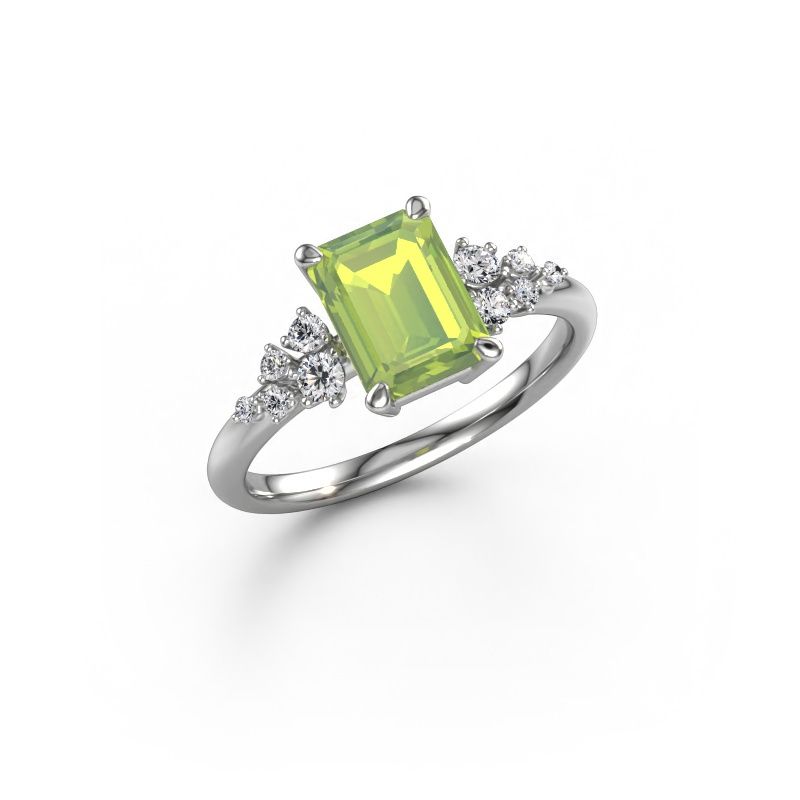 Engagement ring Royce EME 950 platinum peridot 8x6 mm