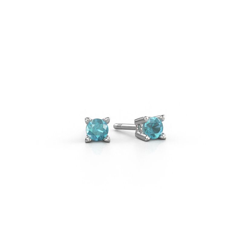 Oorknopjes Cather 585 witgoud blauw topaas 4 mm