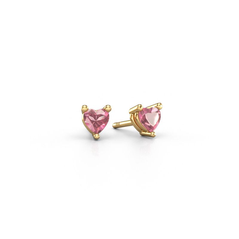 Stud earrings Garnet 585 gold tourmaline pink 4 mm