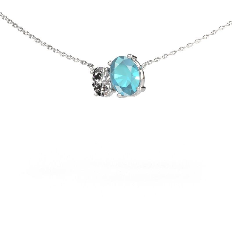 Anhänger Toi et Moi OVL OVL 585 Weißgold Blau Topas 8x6 mm
