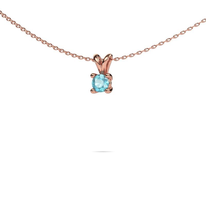 Anhänger Sam RND 585 Roségold Blau Topas 5 mm