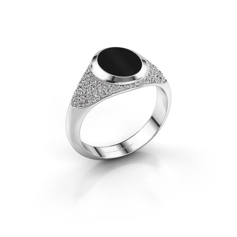 Afbeelding van Pinkring Giovani<br/>950 platina<br/>Onyx 10x8 mm