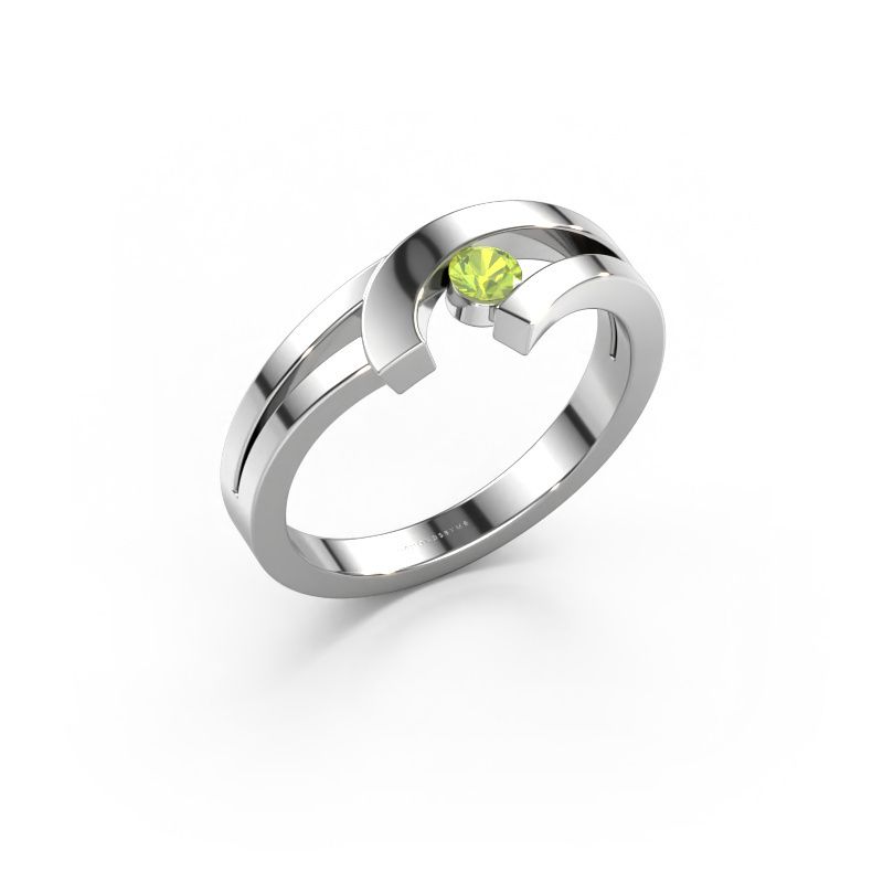 Ring Yentl 585 witgoud peridoot 3 mm