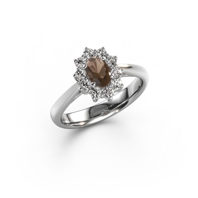 Verlobungsring Leesa 1 585 Weißgold Rauchquarz 6x4 mm