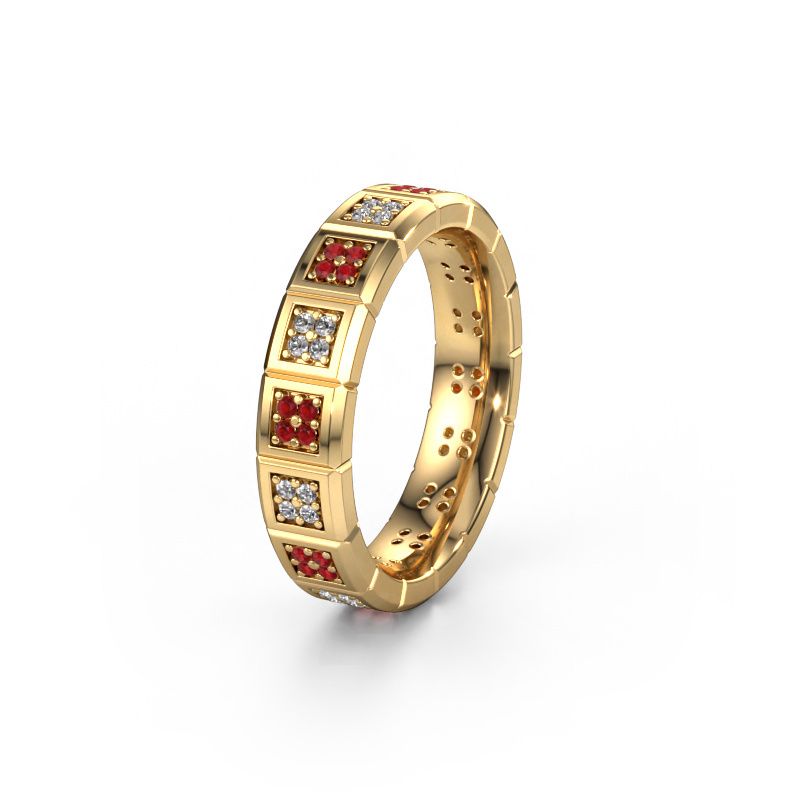 Wedding ring WH2056L15DP 585 gold ruby ±5x2.4 mm