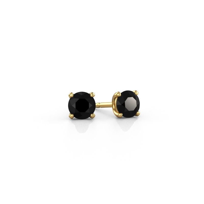 Clous d'oreilles Sam RND 585 or jaune diamant noir 0.60 crt