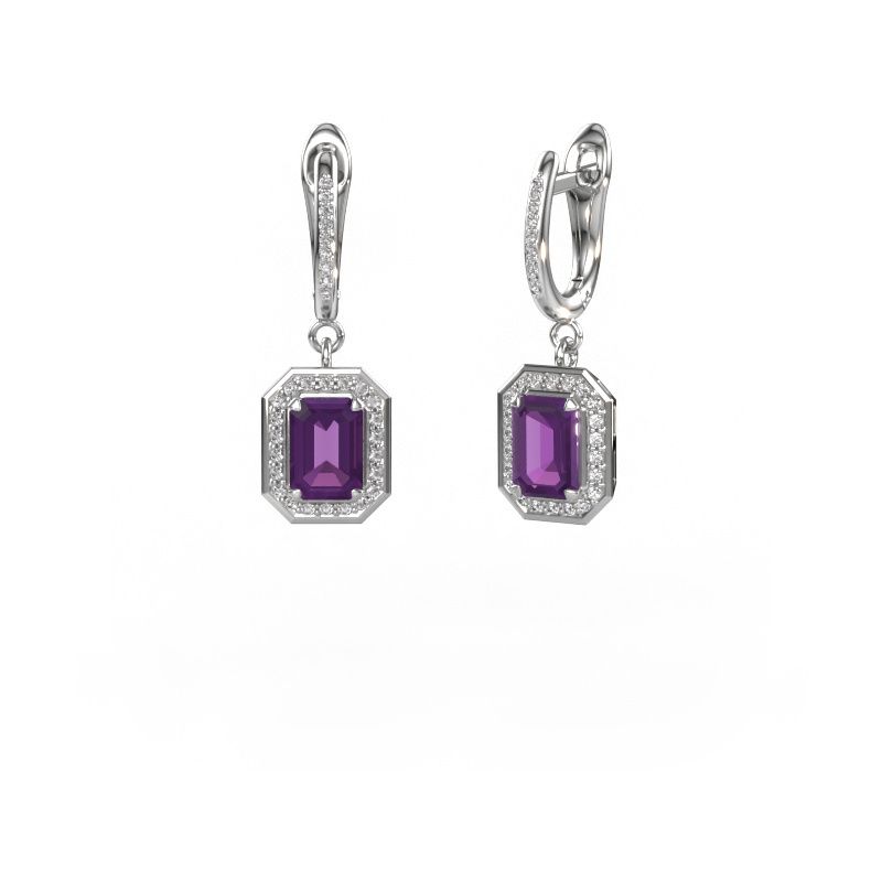 Drop earrings Dodie 2 950 platinum amethyst 6.5x4.5 mm