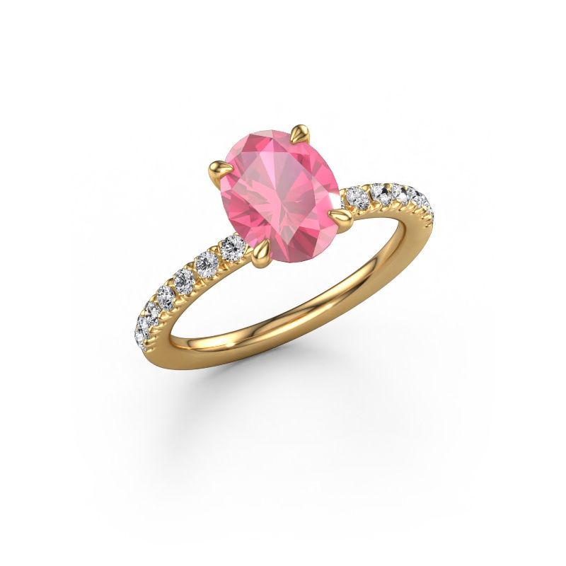 Engagement ring Crystal OVL 2 585 gold pink sapphire 9x7 mm